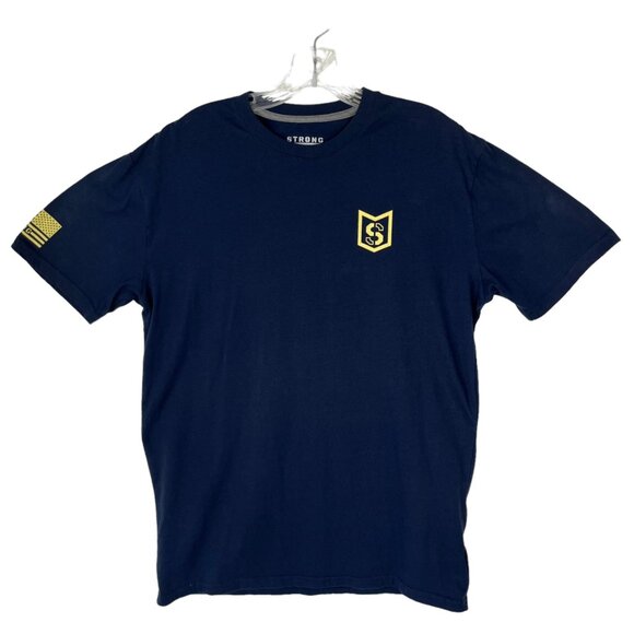 Strong  Mens Tshirt Blue  Short Sleeves Flag  Size Medium - Picture 1 of 8
